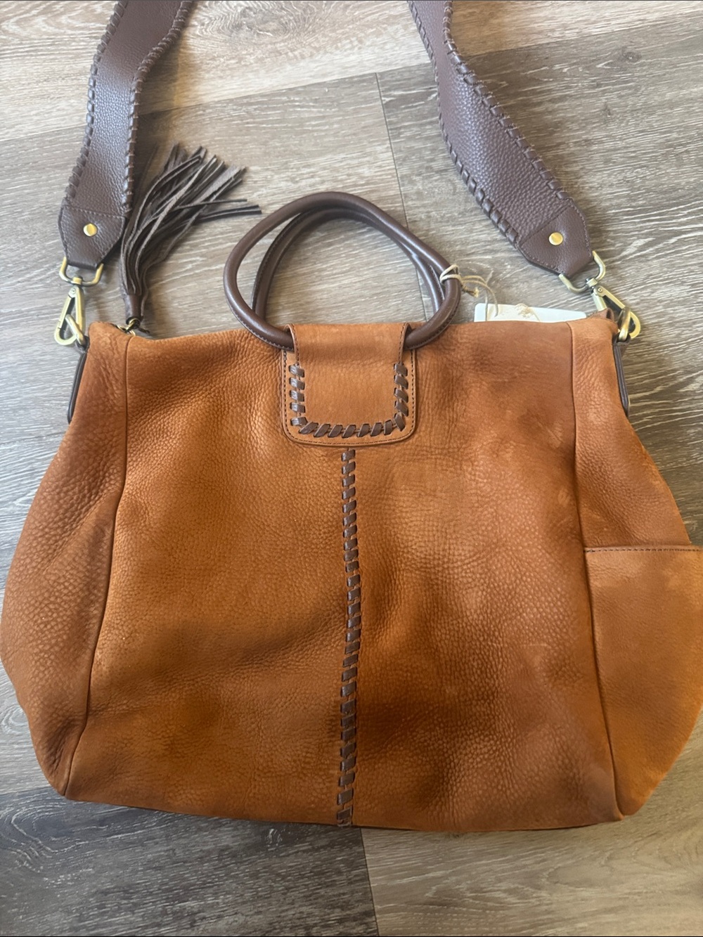 NWT HOBO Sheila Large Nubuk Hide Tobacco Bag - Picture 5 of 13